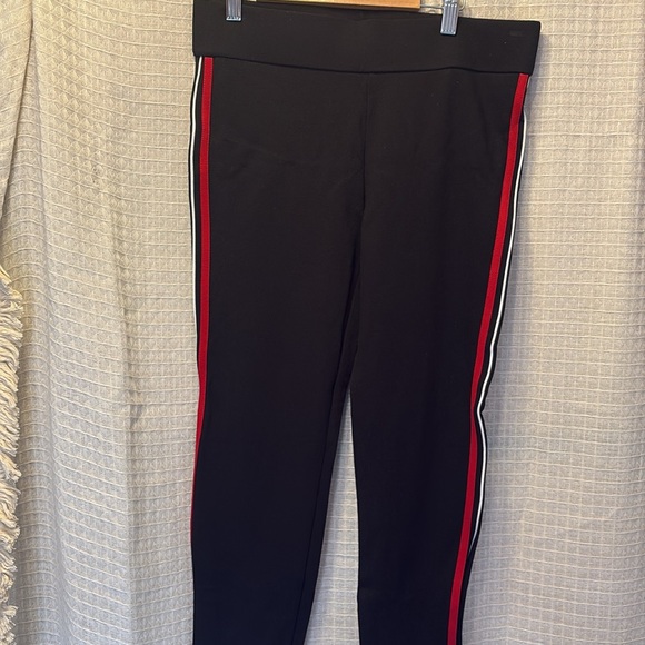 Zara Trafaluc Black Leggings with Red and White Stripes - L - Picture 3 of 5